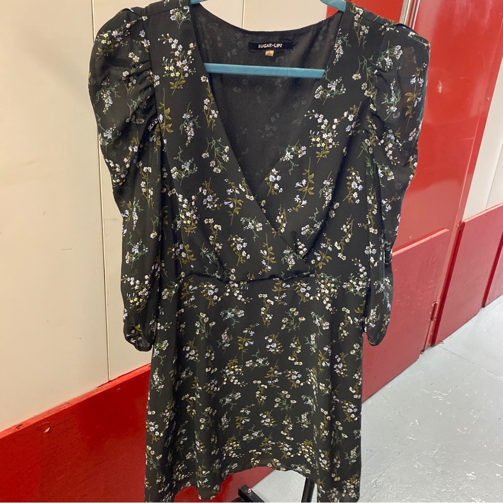 Sugar Lips Black Floral Dress | Size L
